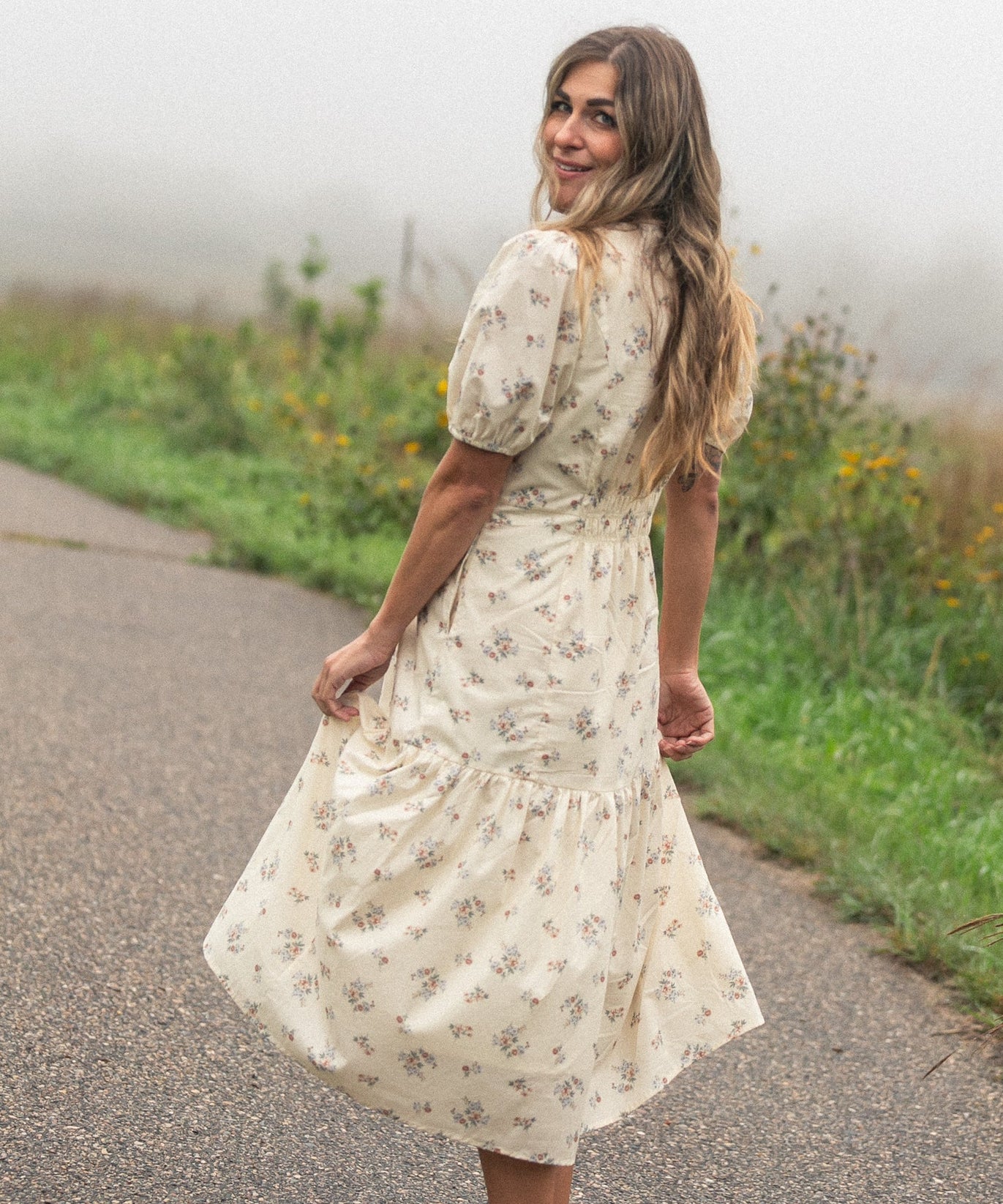Katrina Half Sleeve Floral Midi Dress - FINAL SALE