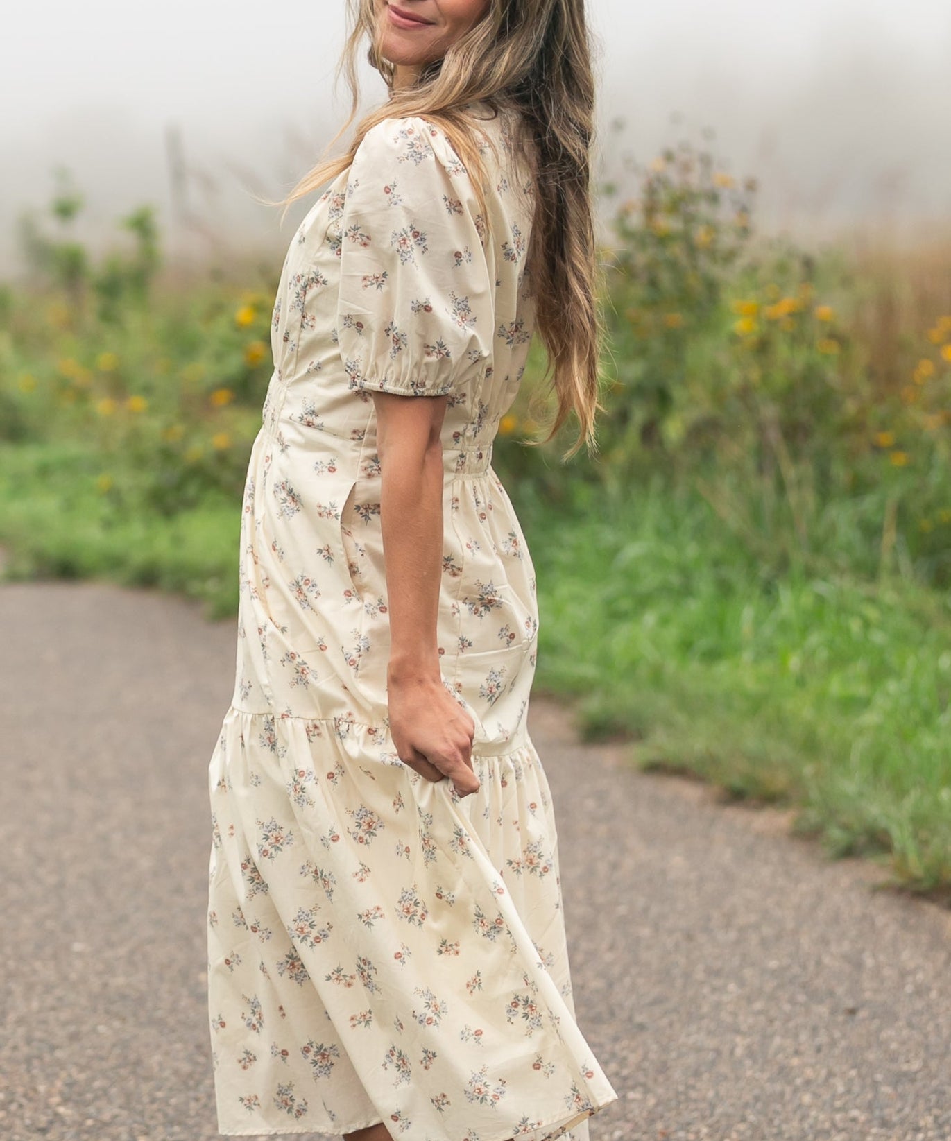 Katrina Half Sleeve Floral Midi Dress - FINAL SALE