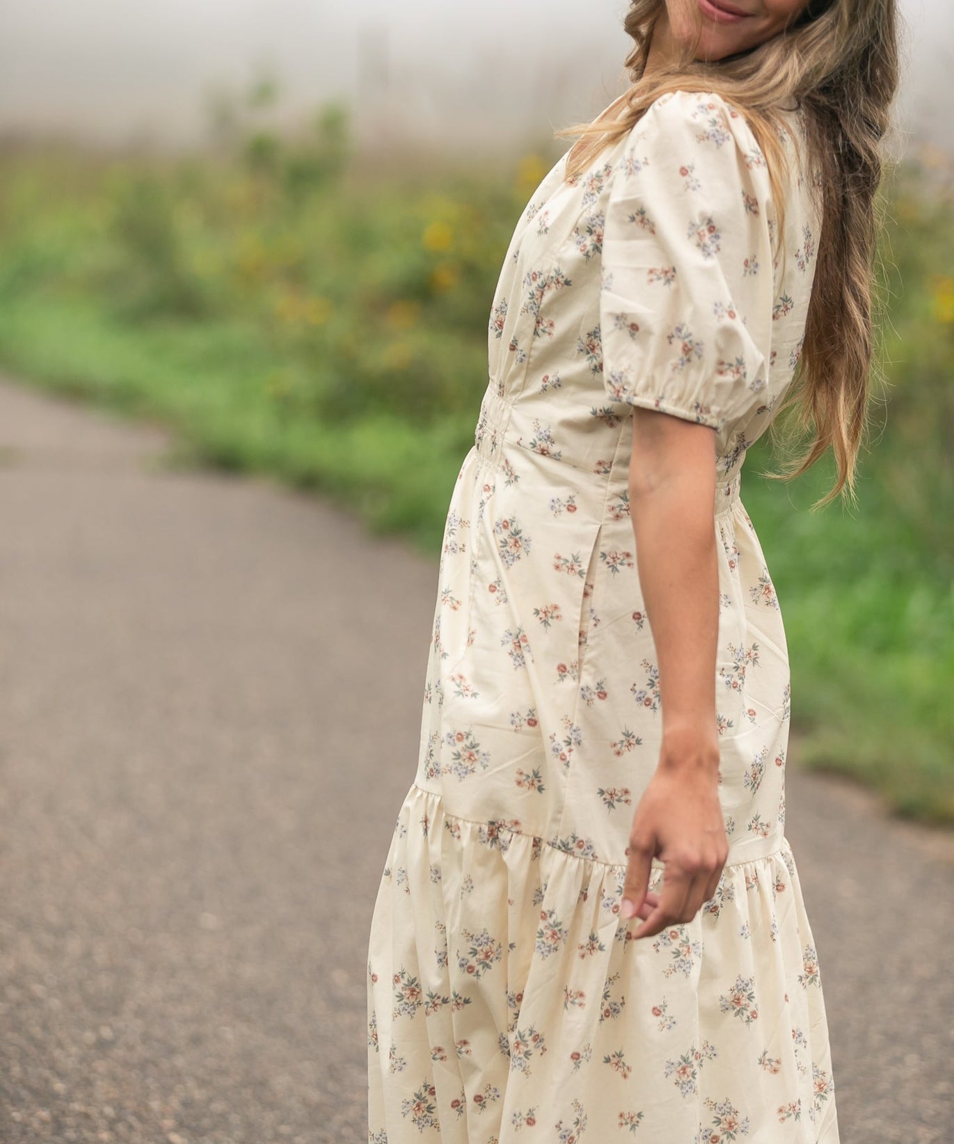 Katrina Half Sleeve Floral Midi Dress - FINAL SALE