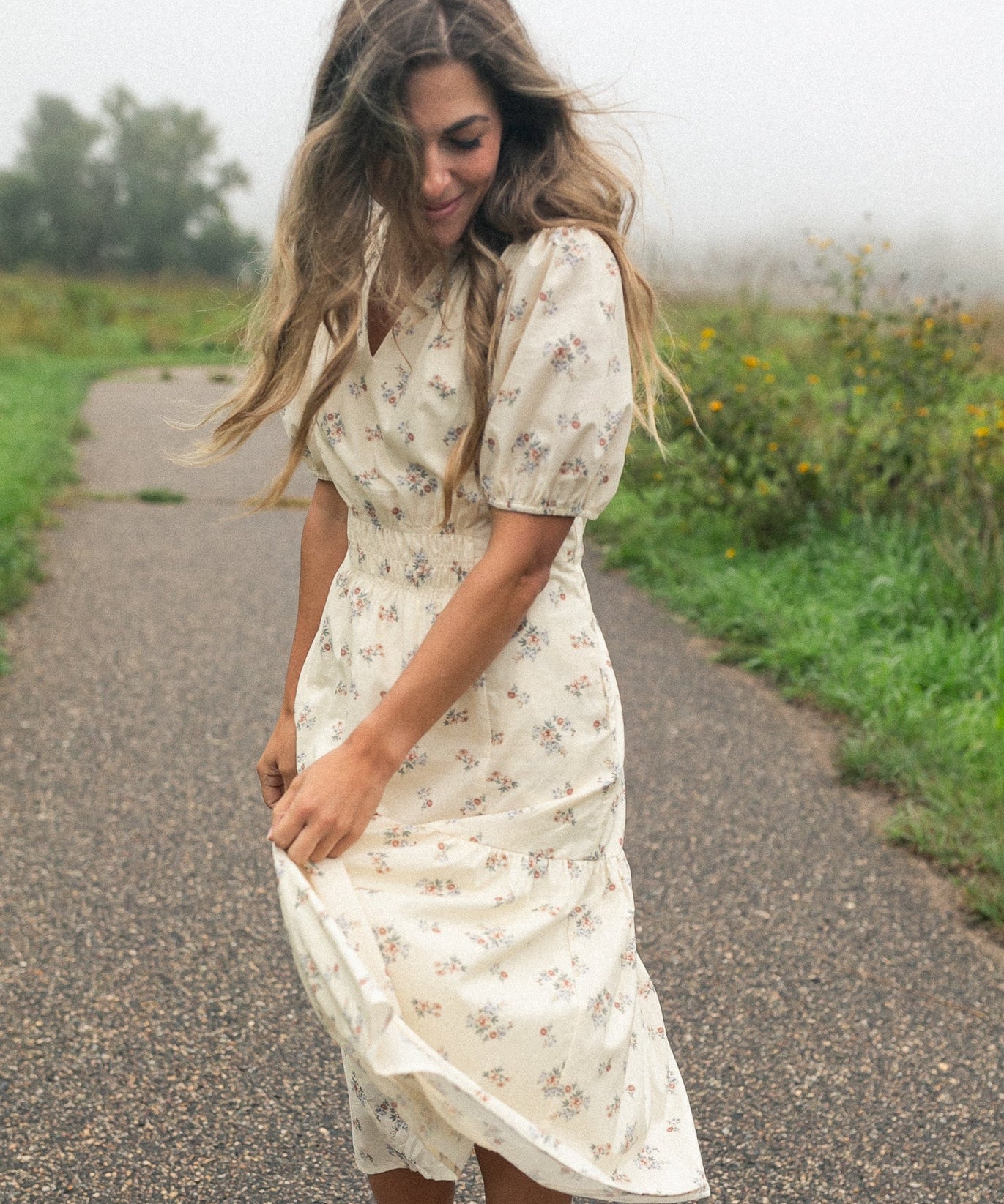 Katrina Half Sleeve Floral Midi Dress - FINAL SALE