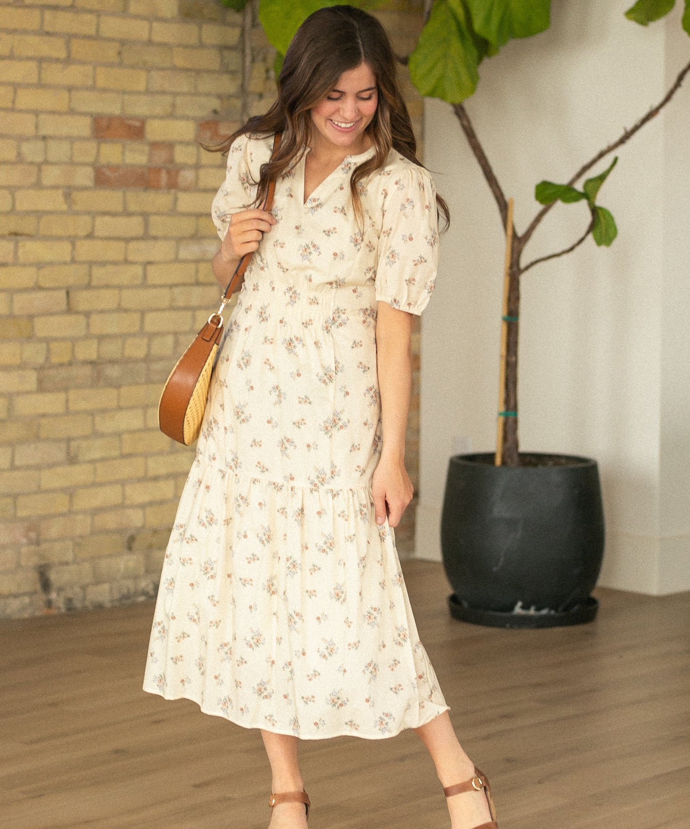 Katrina Half Sleeve Floral Midi Dress - FINAL SALE