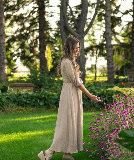 Kayleen Tan Smocked Bodice Gauze Dress - FINAL SALE