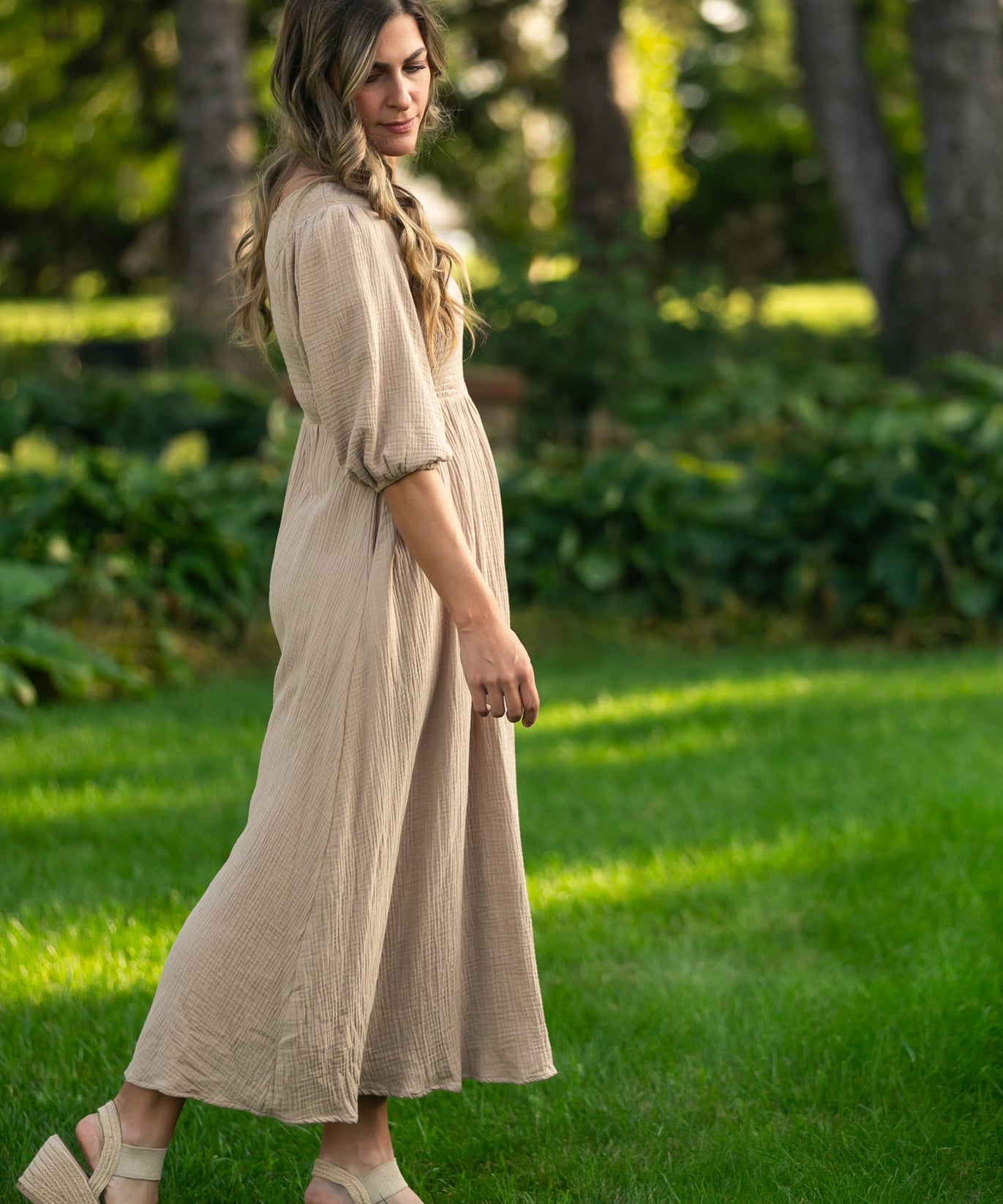 Kayleen Tan Smocked Bodice Gauze Dress - FINAL SALE