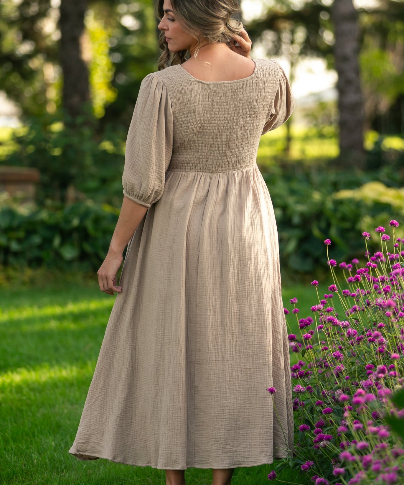 Kayleen Tan Smocked Bodice Gauze Dress - FINAL SALE