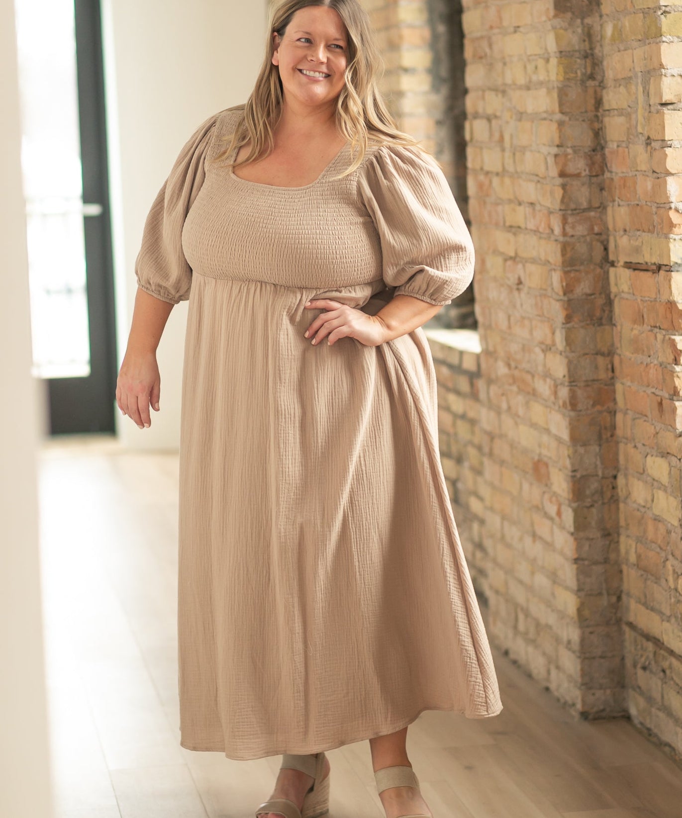 Kayleen Tan Smocked Bodice Gauze Dress - FINAL SALE