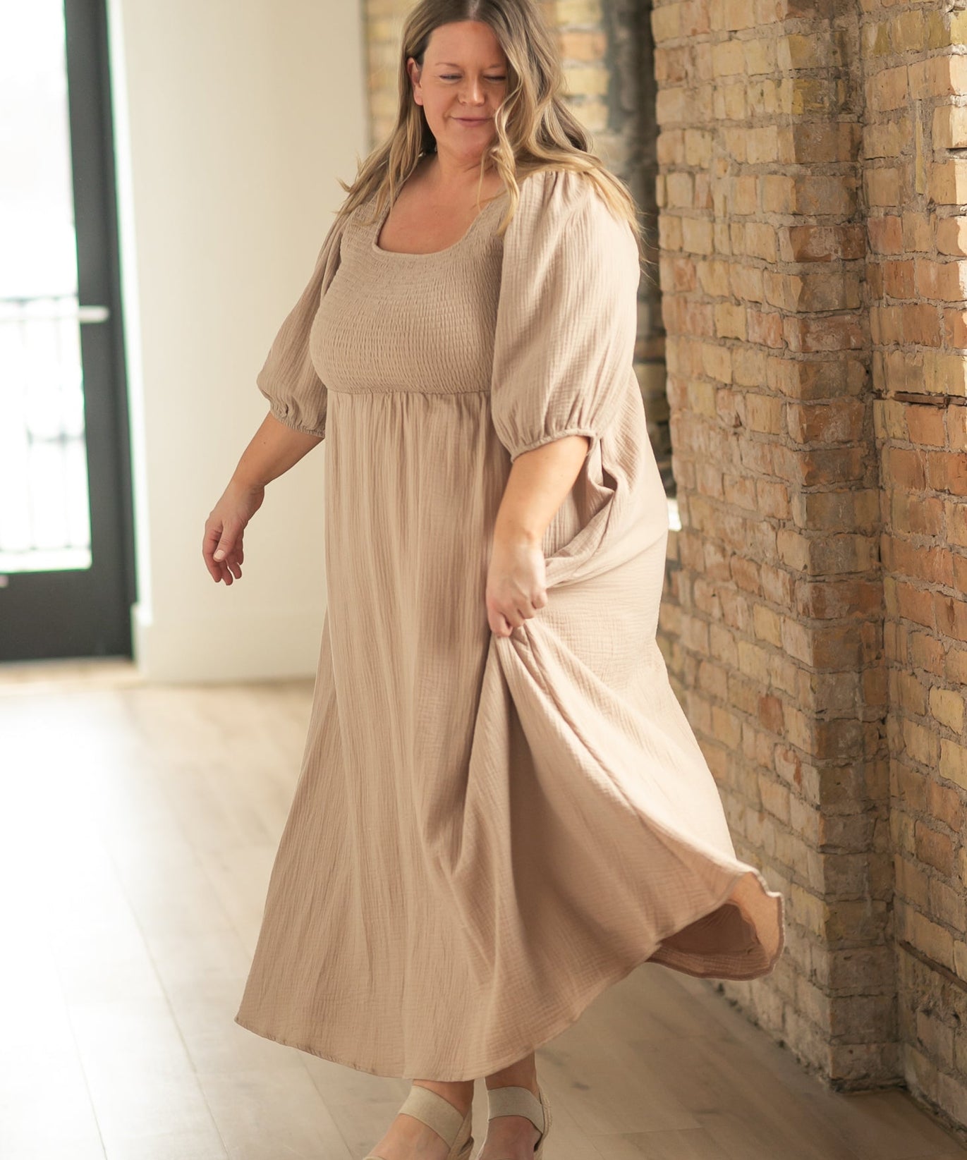 Kayleen Tan Smocked Bodice Gauze Dress - FINAL SALE