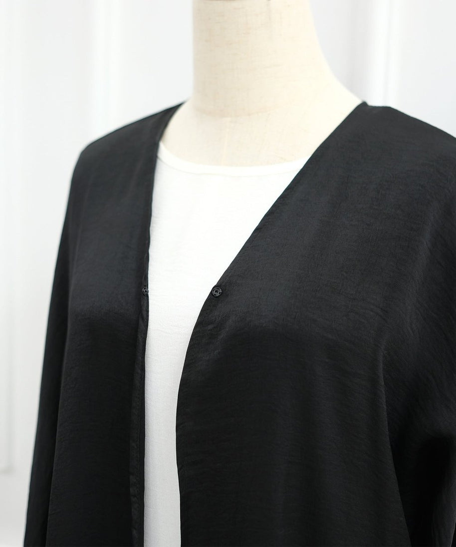 Lace Cuff Crinkle Open Abaya(MOA328)