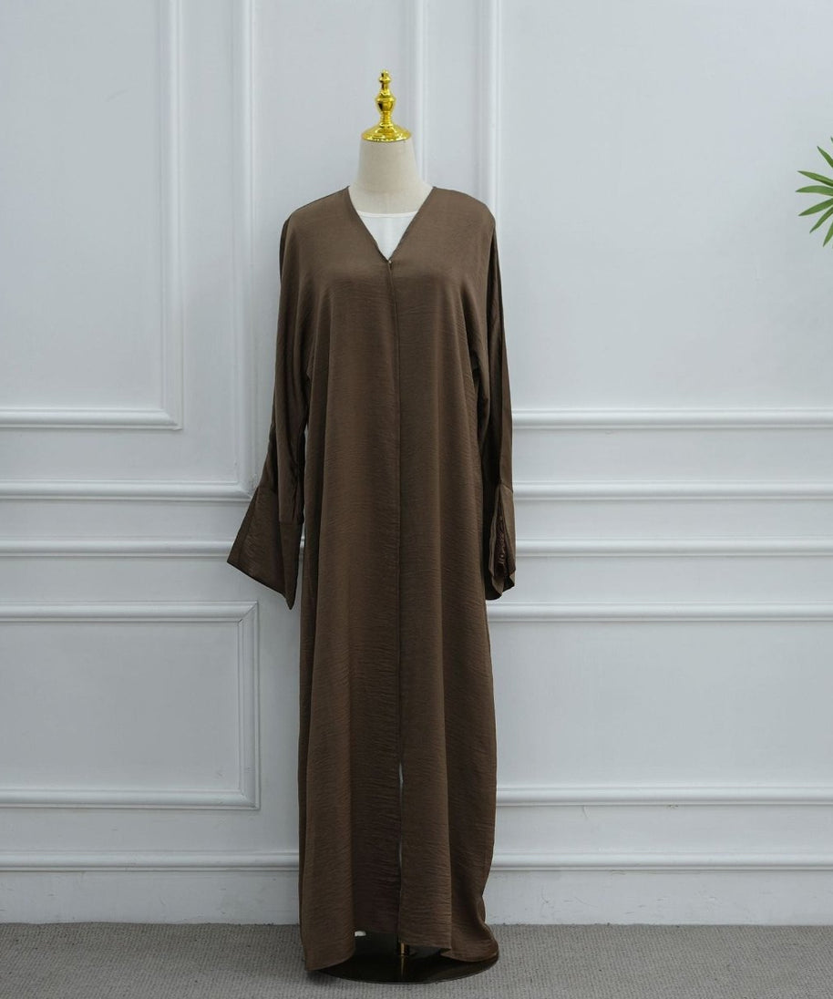 Lace Cuff Crinkle Open Abaya(MOA328)