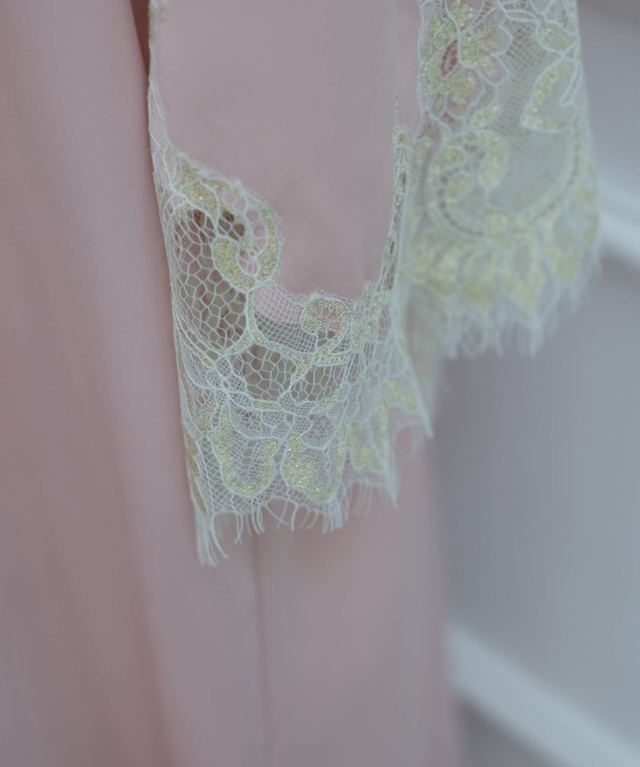 Lace-Panel Flared-Sleeve Open Abaya with Pockets(MOA332)
