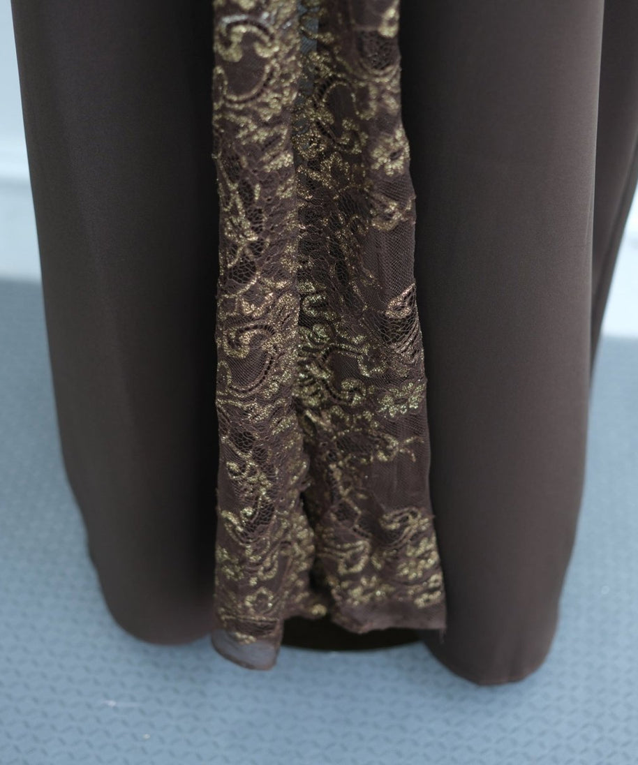 Lace-Panel Flared-Sleeve Open Abaya with Pockets(MOA332)