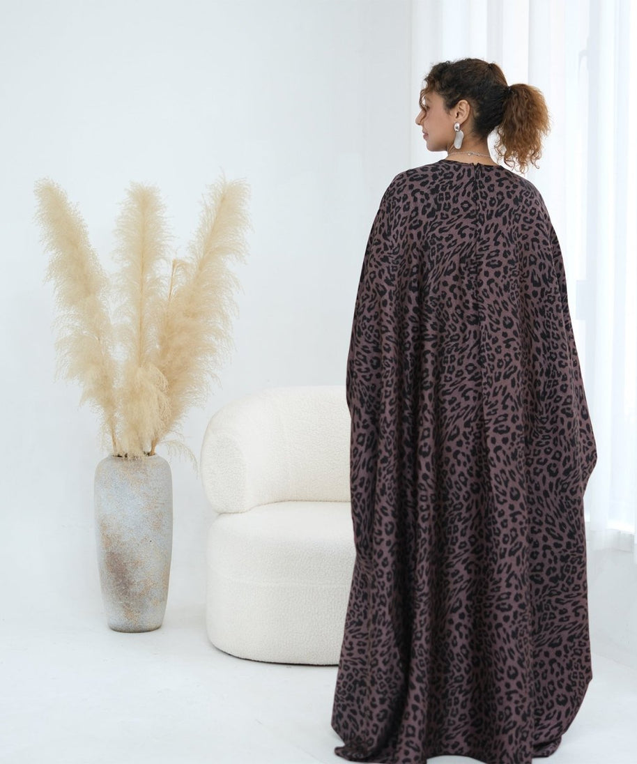 Leopard Print Batwing Maxi Dress(MA450)