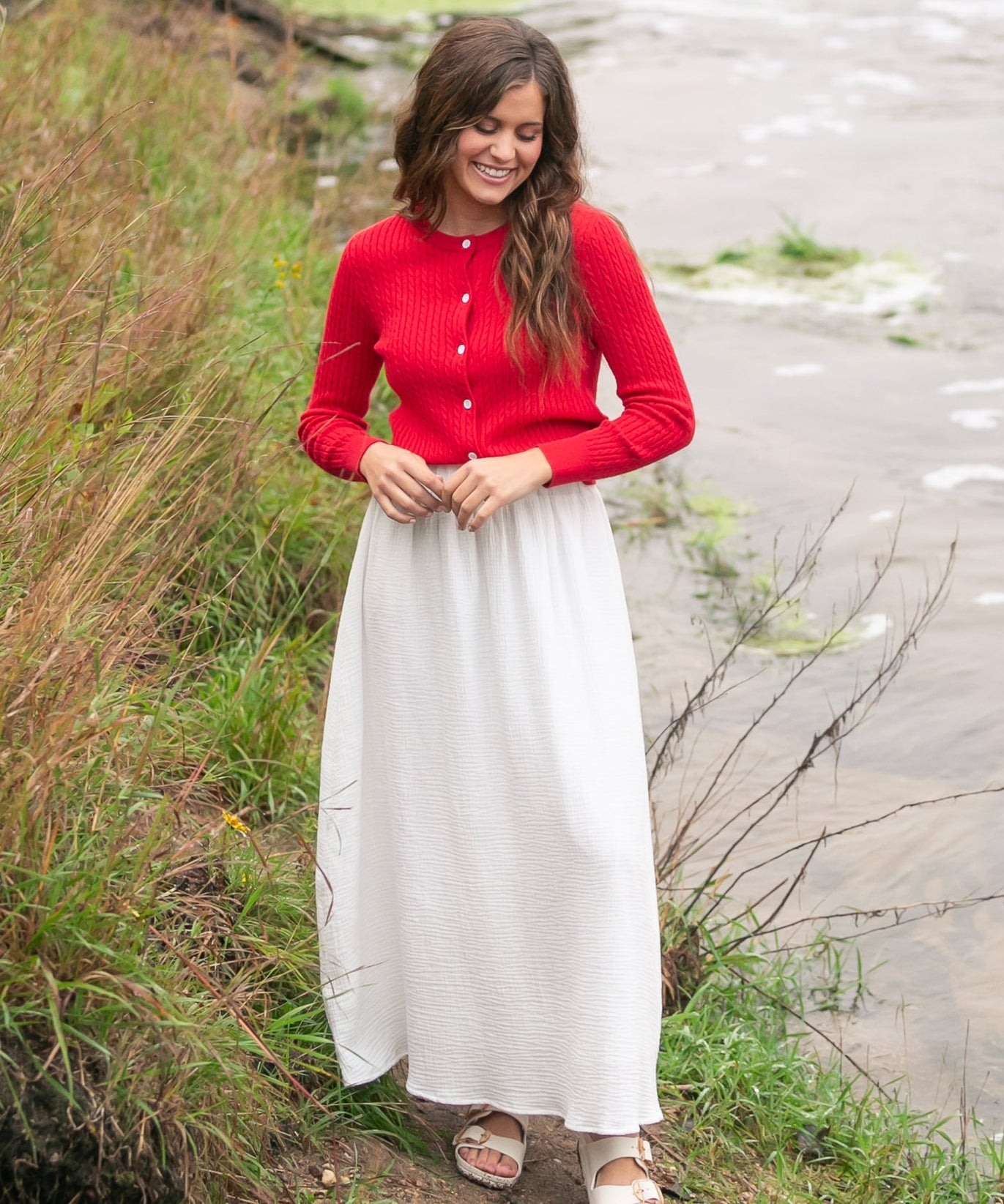 Mason Red Button Up Cardigan
