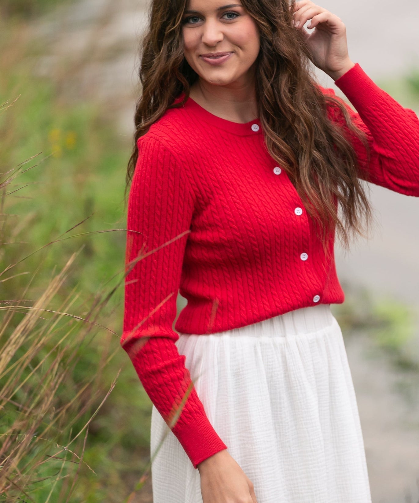 Mason Red Button Up Cardigan