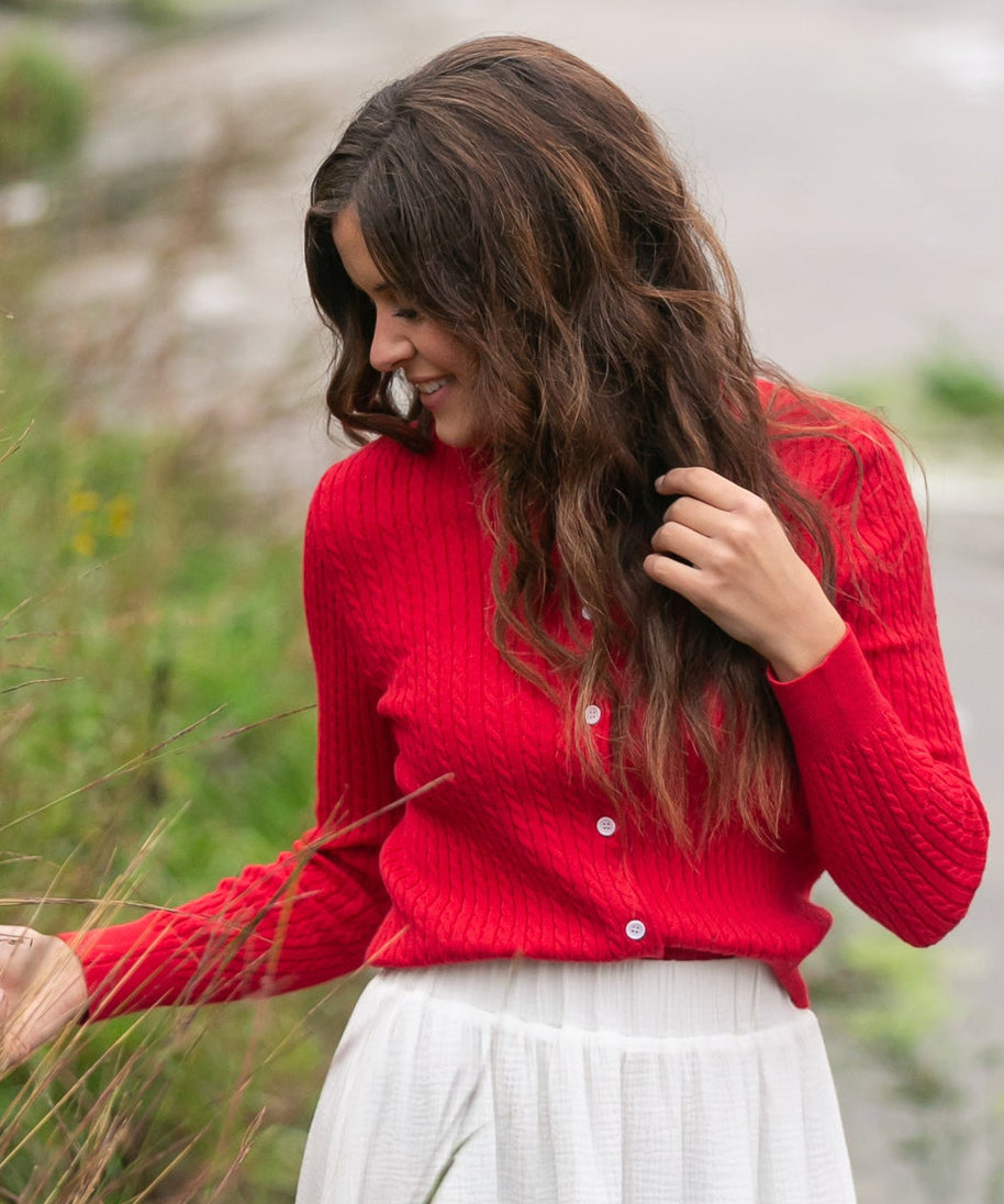 Mason Red Button Up Cardigan