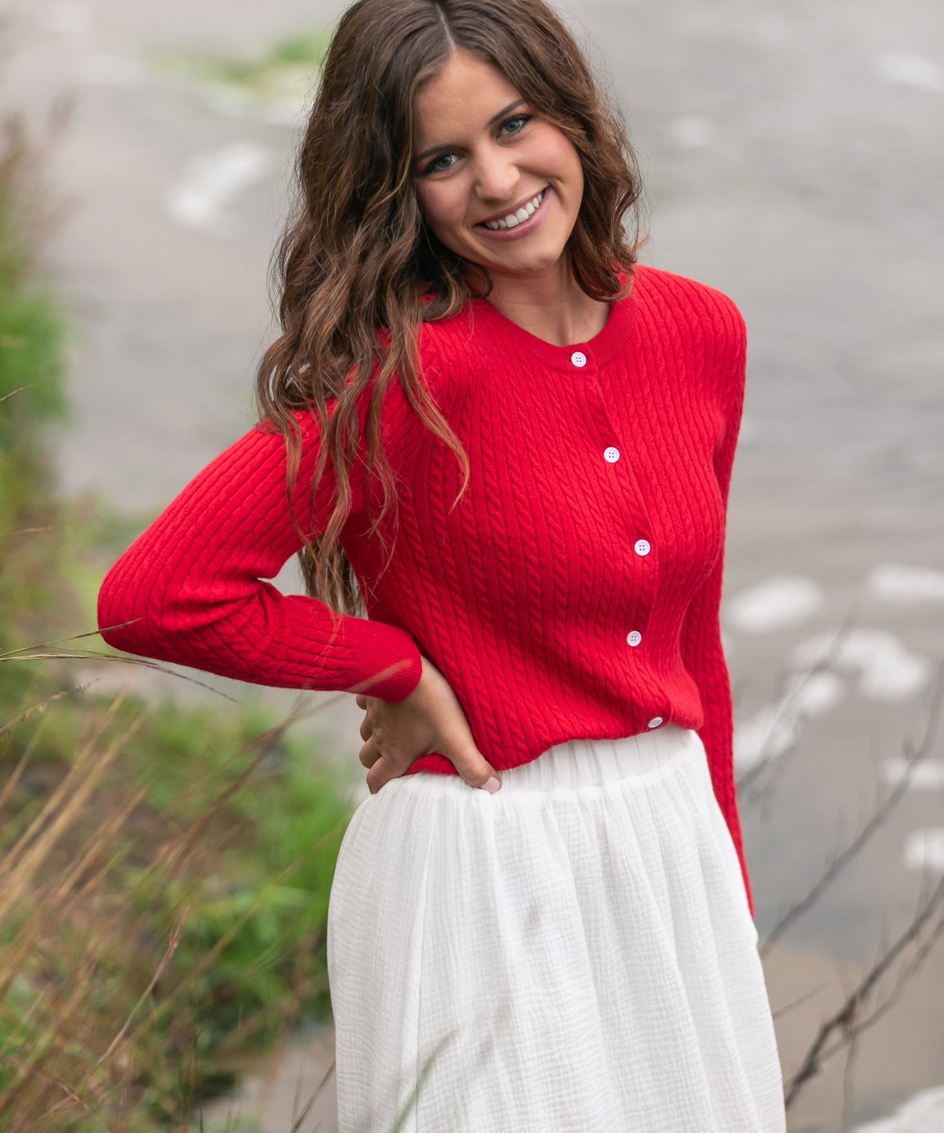 Mason Red Button Up Cardigan