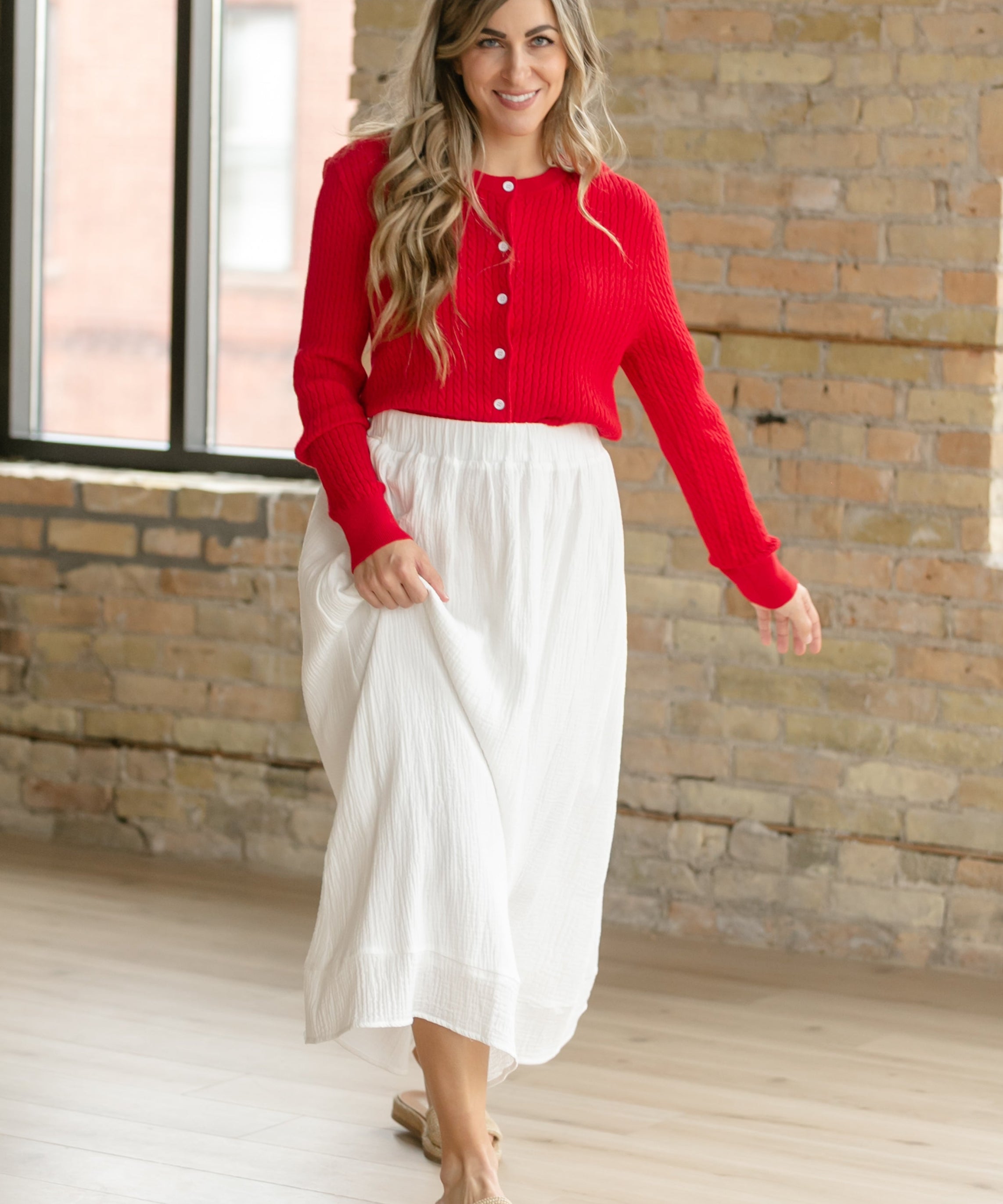 Mason Red Button Up Cardigan