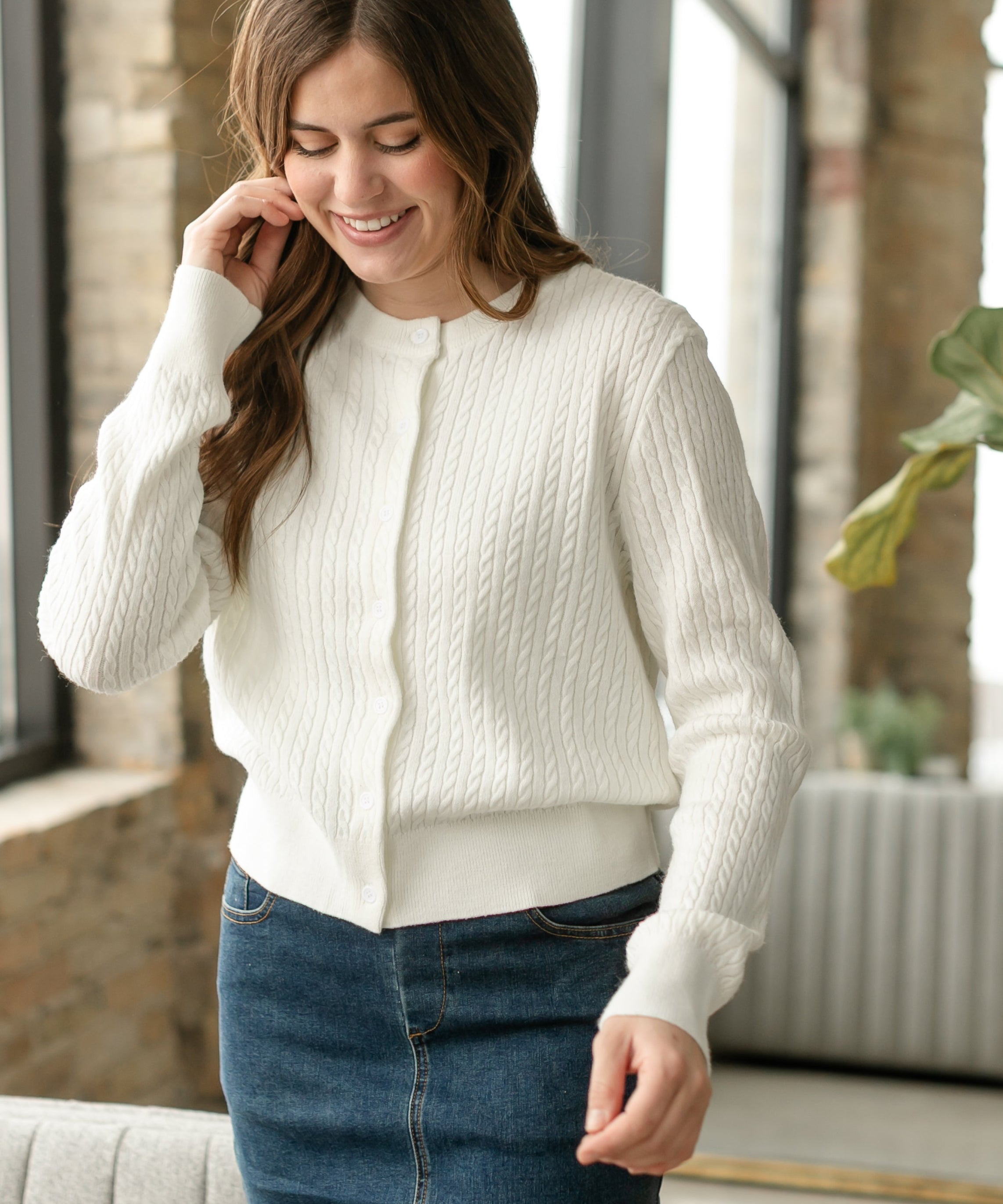 Mason White Button Up Cardigan
