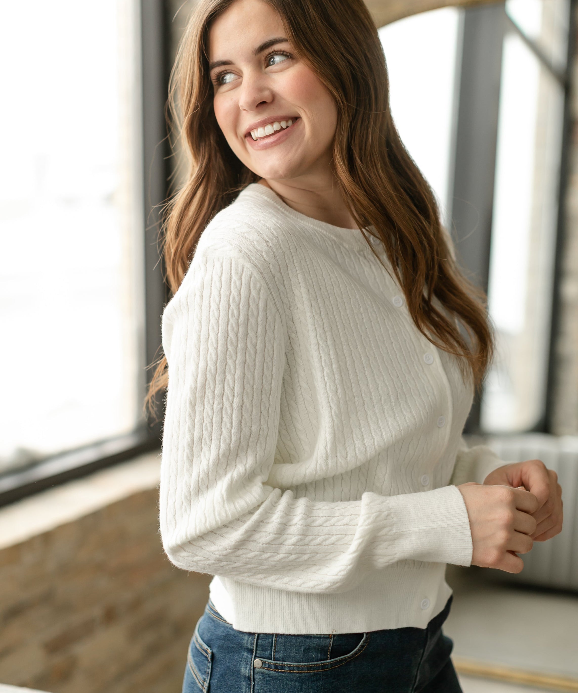 Mason White Button Up Cardigan