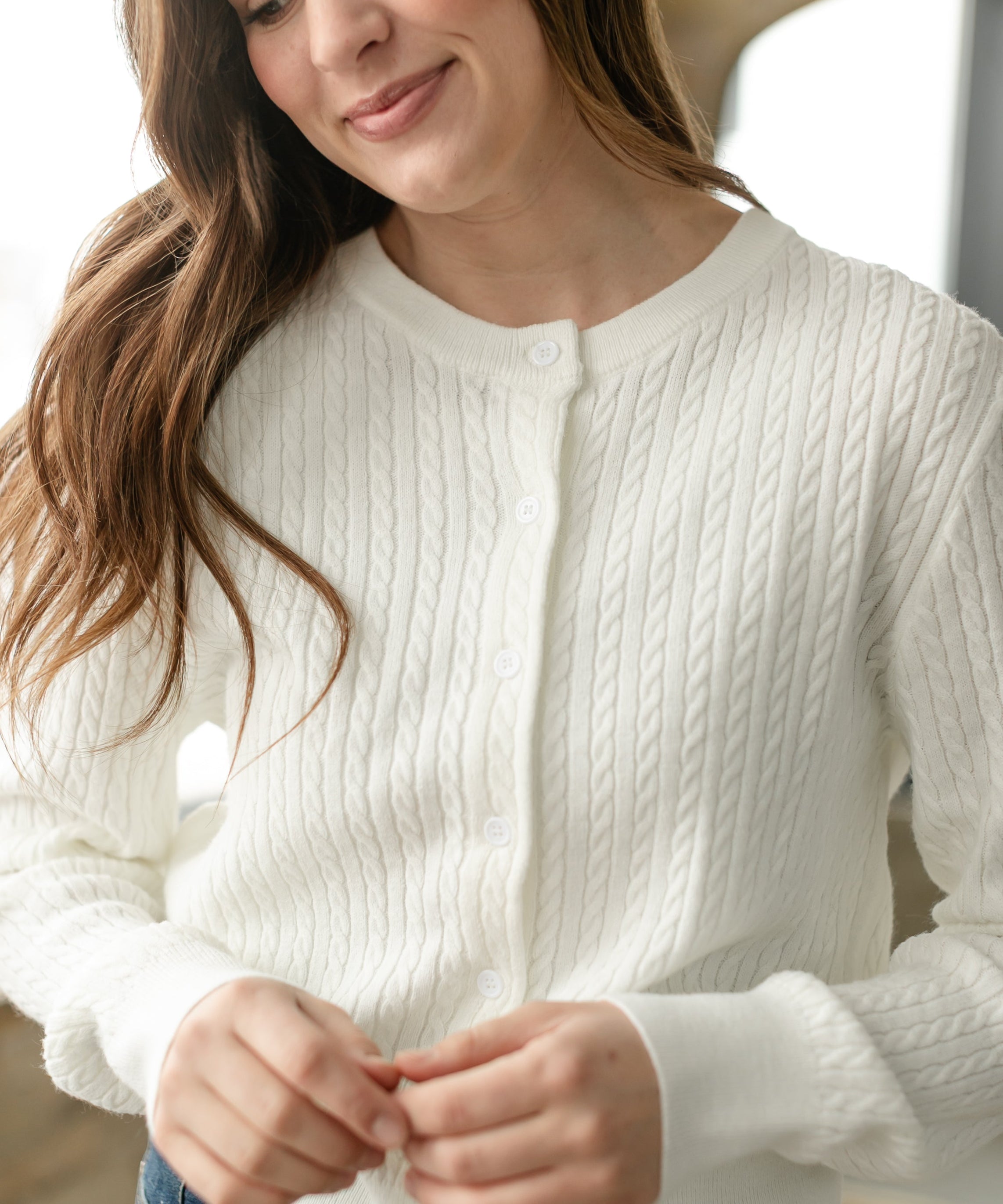 Mason White Button Up Cardigan