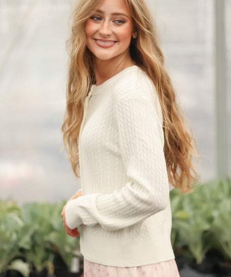 Mason White Button Up Cardigan