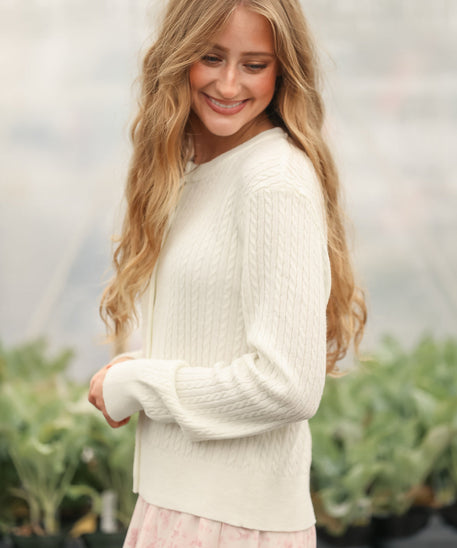 Mason White Button Up Cardigan