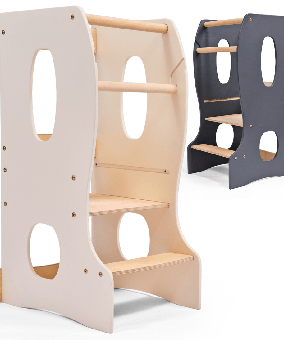 Stable Montessori Tower: Wooden Growing Chair - Ivory