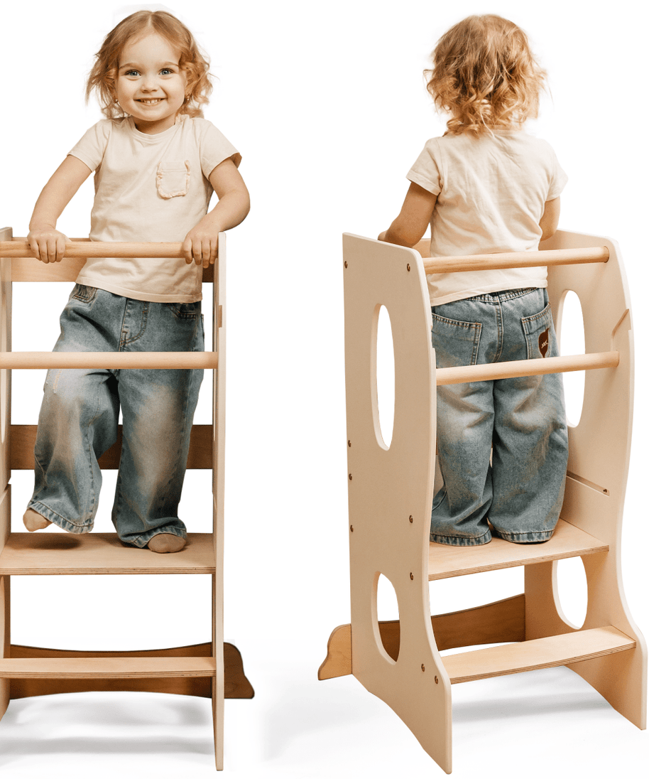 Stable Montessori Tower: Wooden Growing Chair - Ivory