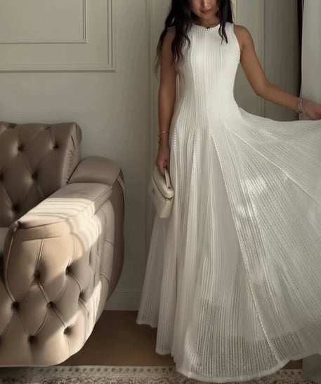 Pearl-Trim Lace Overlay Maxi Dress Set(MS464)