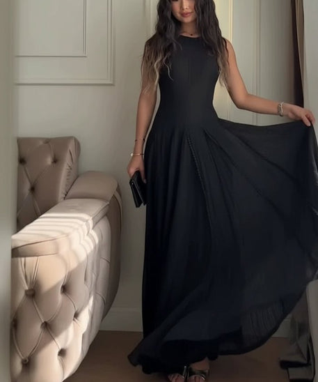 Pearl-Trim Lace Overlay Maxi Dress Set(MS464)