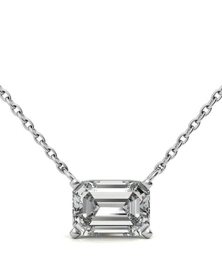 2.00 CTW AGI Certified Lab-Grown Emerald-Cut Diamond Solitaire Pendant in Choice Of 14K White or Yellow Gold