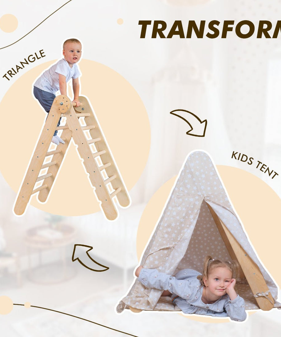 Play Tent Cover with Mat for Climbing Triangle Ladder