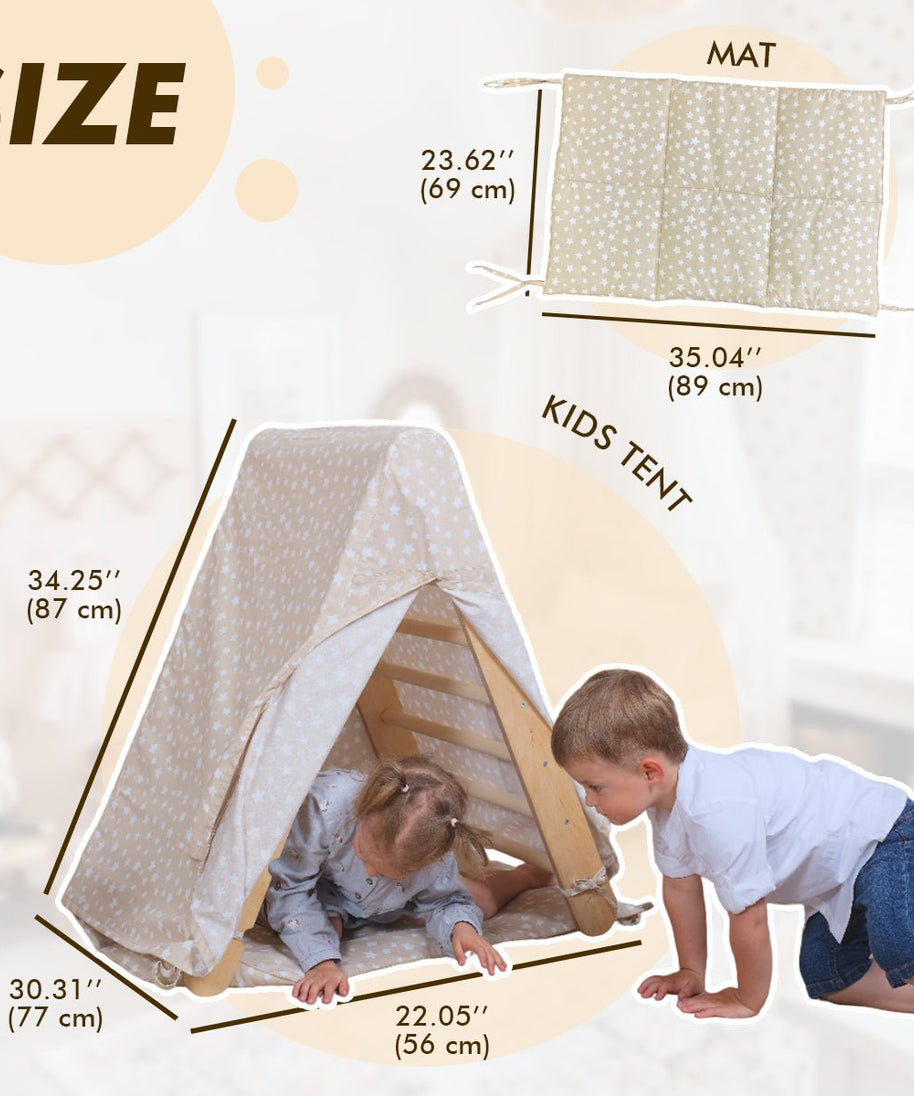 Play Tent Cover with Mat for Climbing Triangle Ladder