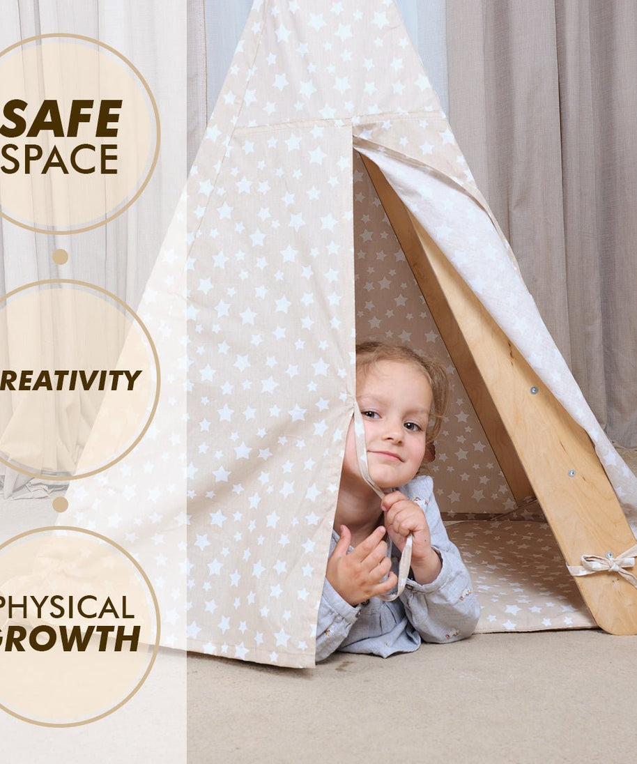 Play Tent Cover with Mat for Climbing Triangle Ladder