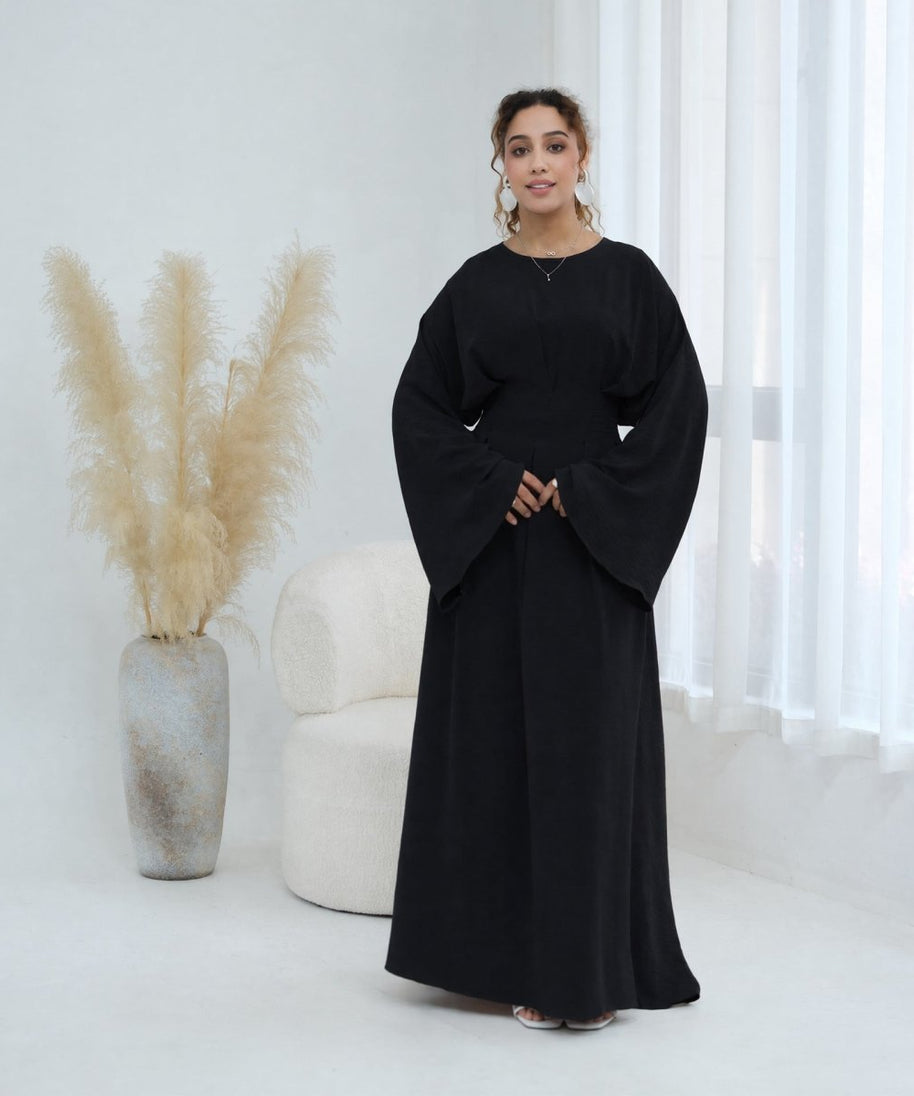 Pleated Batwing Sleeve Maxi Dress(MS453)