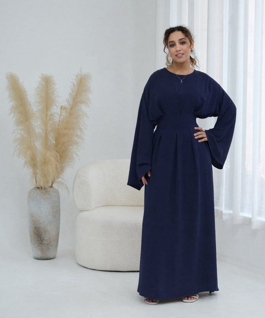 Pleated Batwing Sleeve Maxi Dress(MS453)