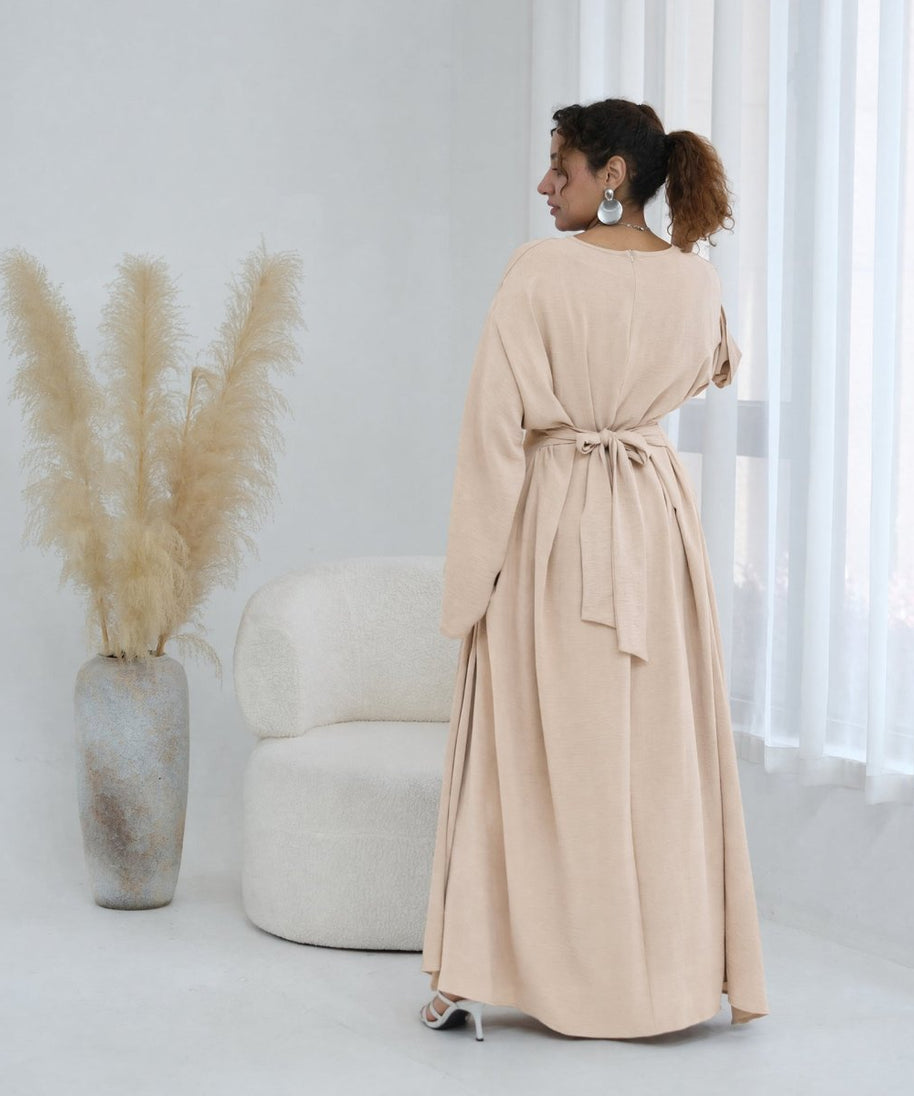 Pleated Batwing Sleeve Maxi Dress(MS453)