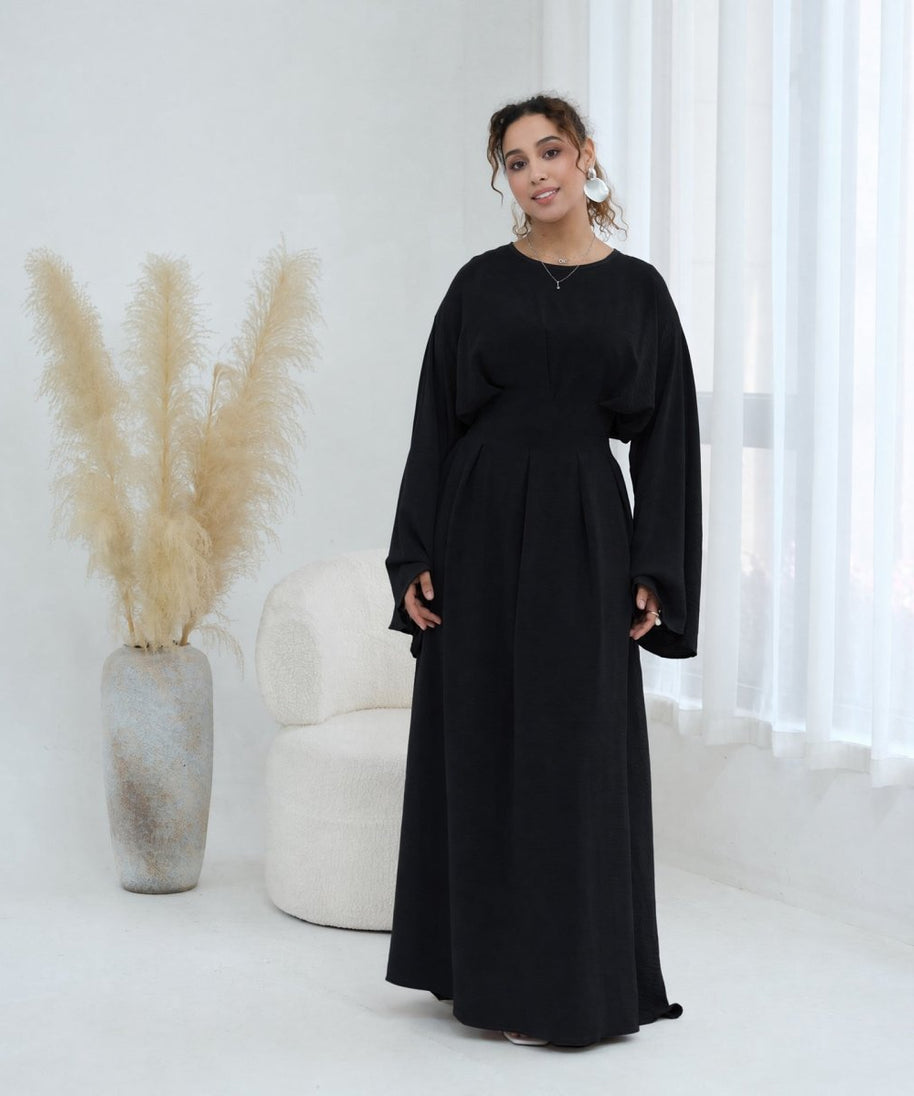 Pleated Batwing Sleeve Maxi Dress(MS453)