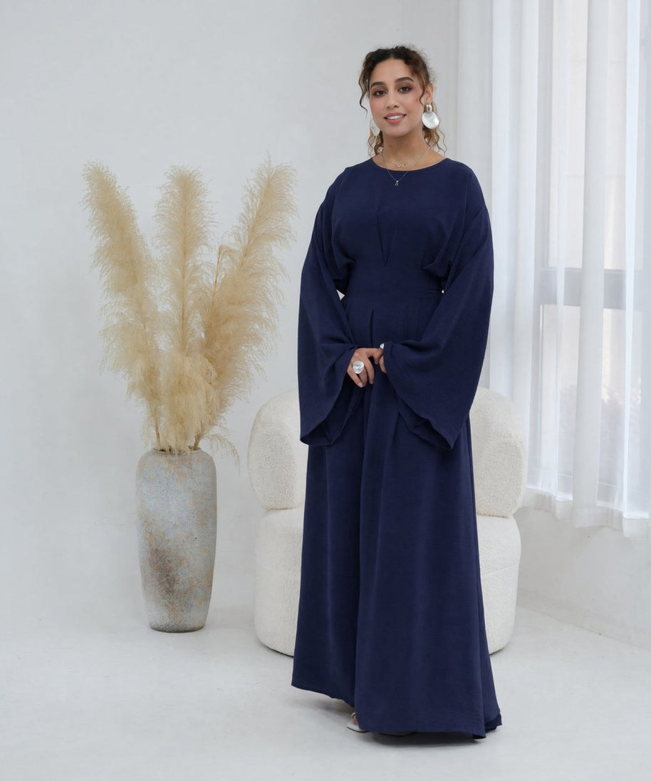 Pleated Batwing Sleeve Maxi Dress(MS453)
