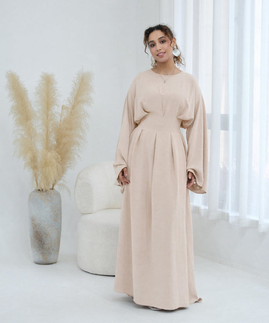 Pleated Batwing Sleeve Maxi Dress(MS453)