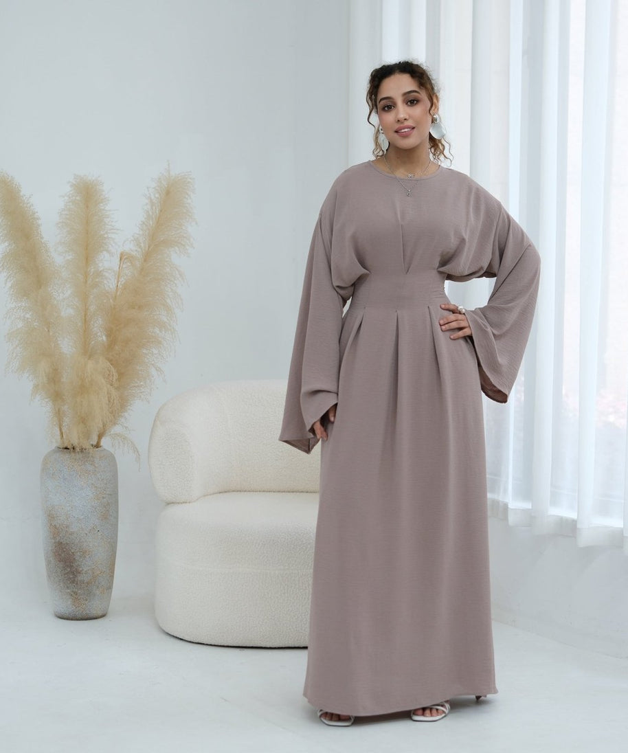 Pleated Batwing Sleeve Maxi Dress(MS453)
