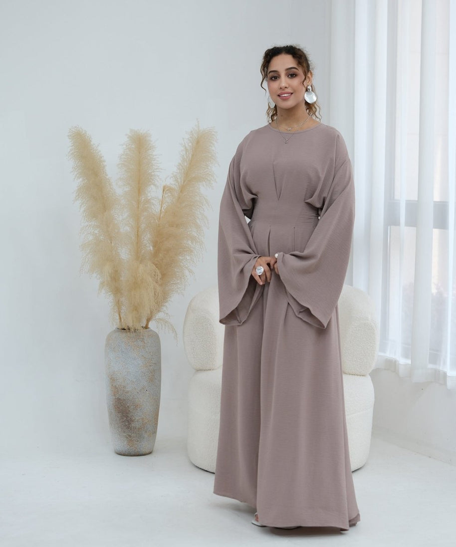 Pleated Batwing Sleeve Maxi Dress(MS453)