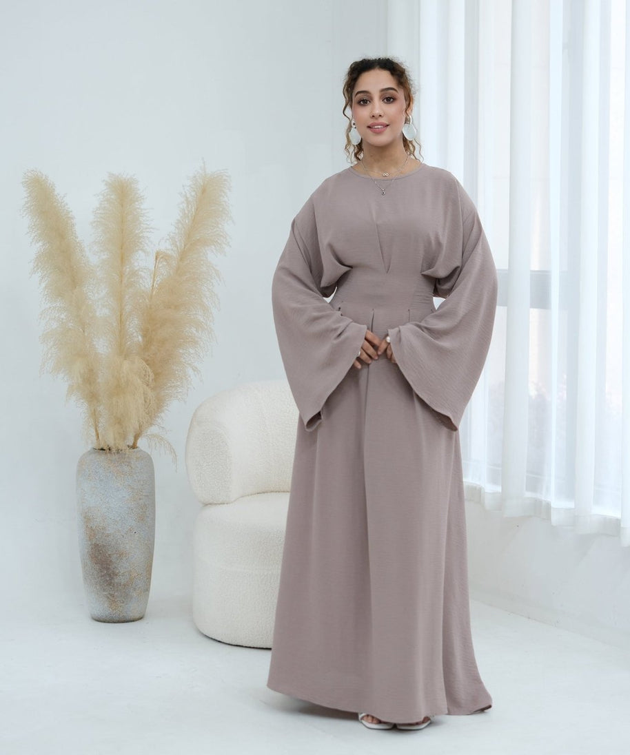 Pleated Batwing Sleeve Maxi Dress(MS453)