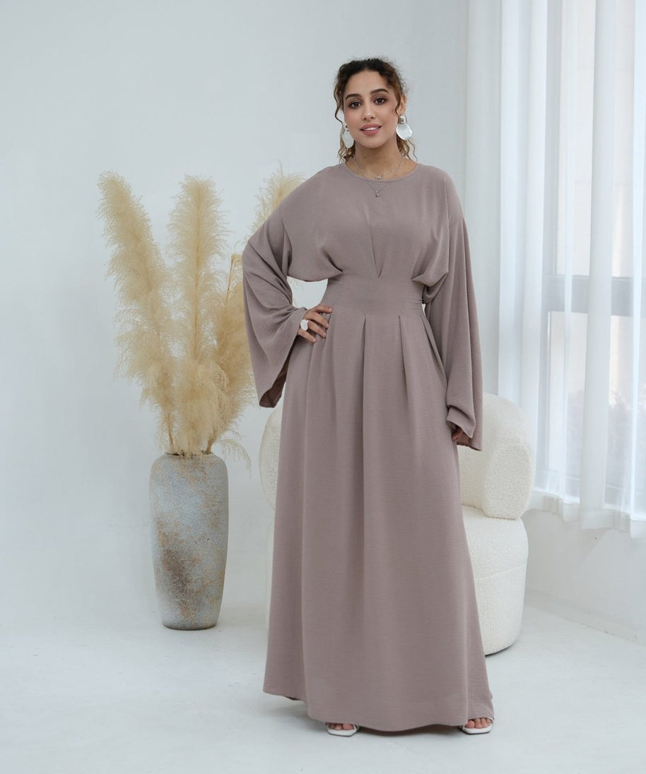 Pleated Batwing Sleeve Maxi Dress(MS453)