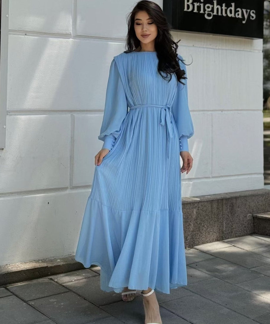 Pleated Tiered Maxi Dress(MS466)