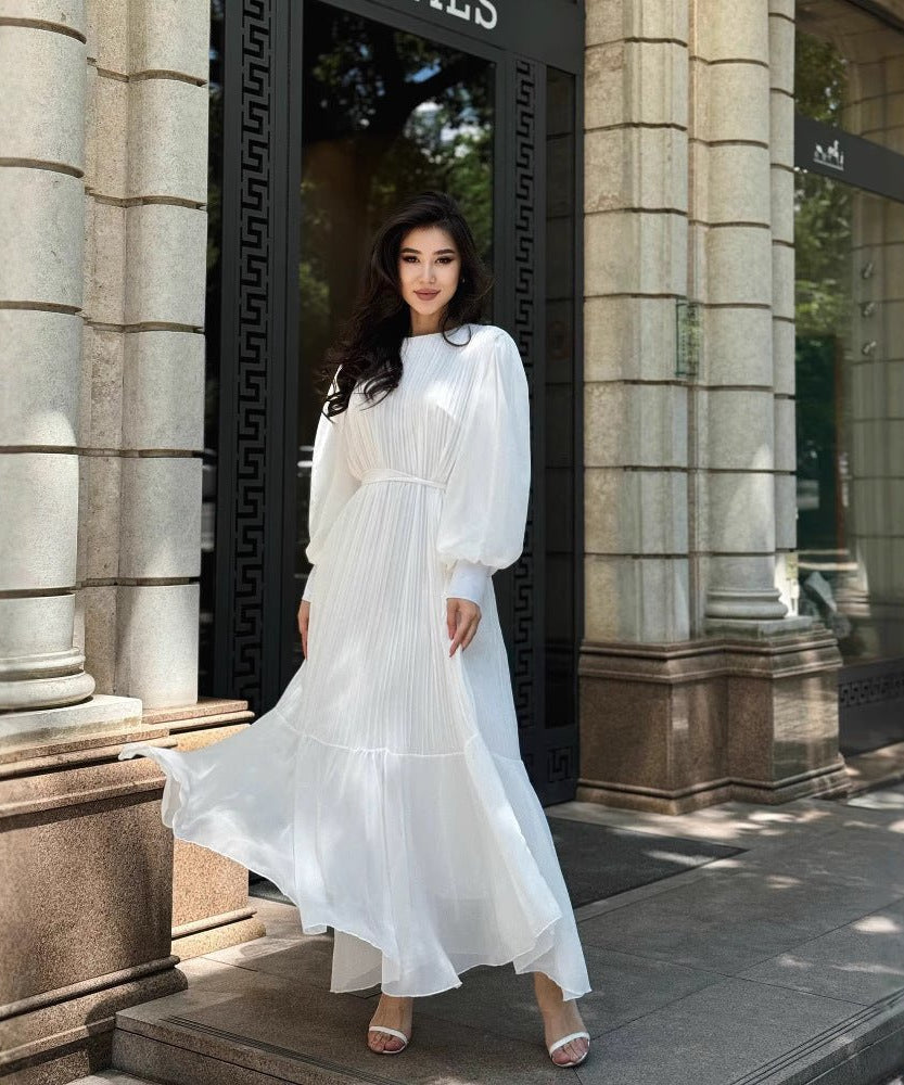 Pleated Tiered Maxi Dress(MS466)