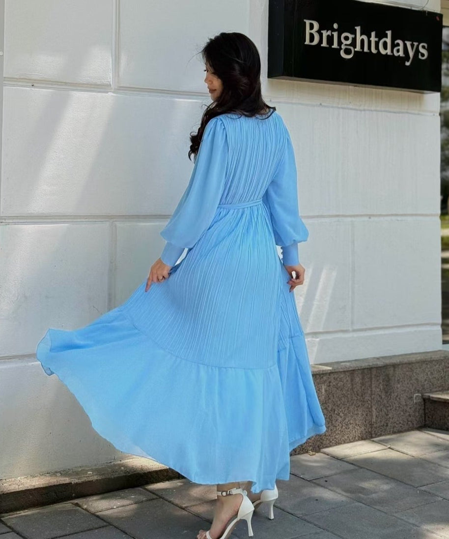 Pleated Tiered Maxi Dress(MS466)