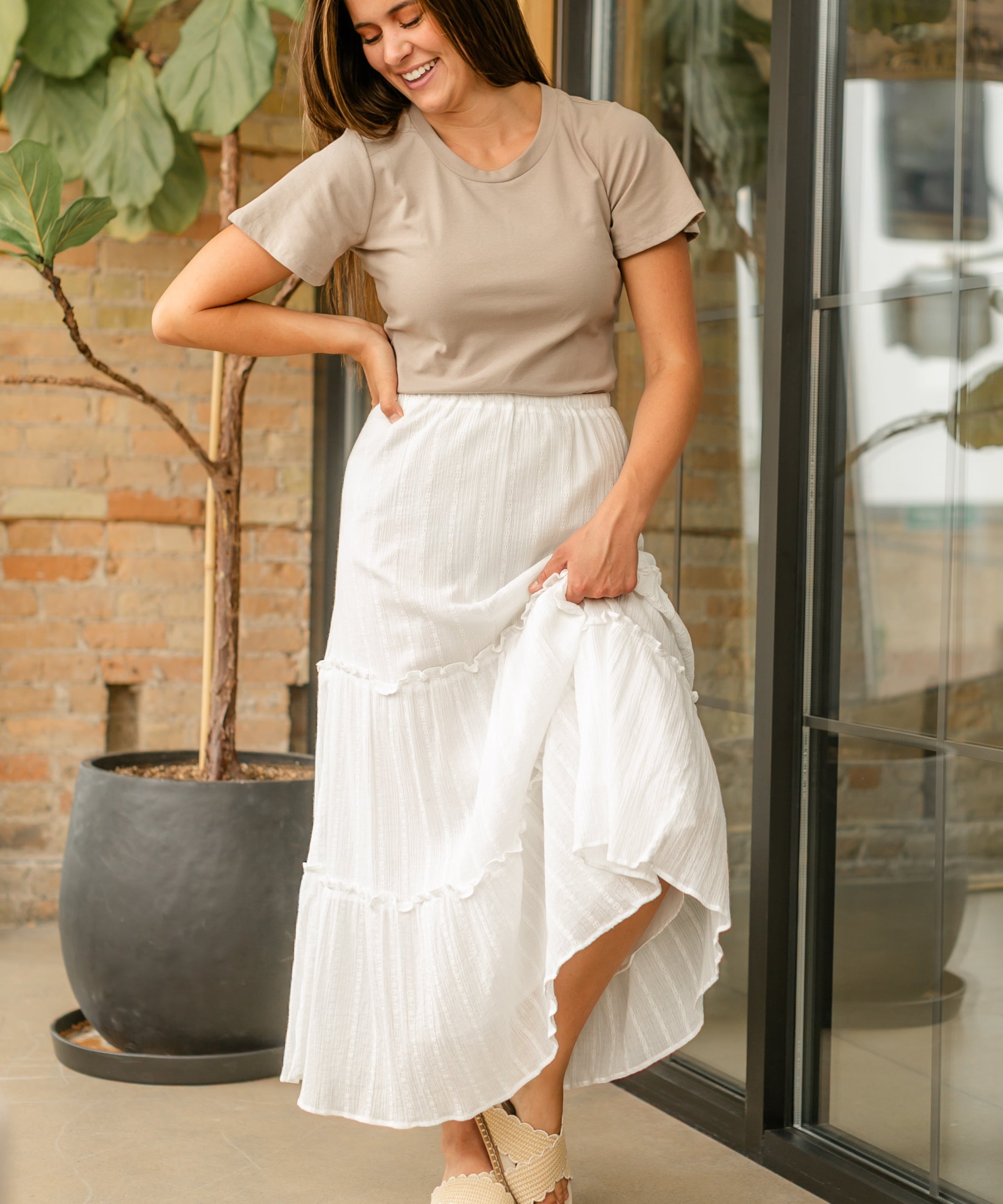 Essential Sand Flutter Sleeve Top