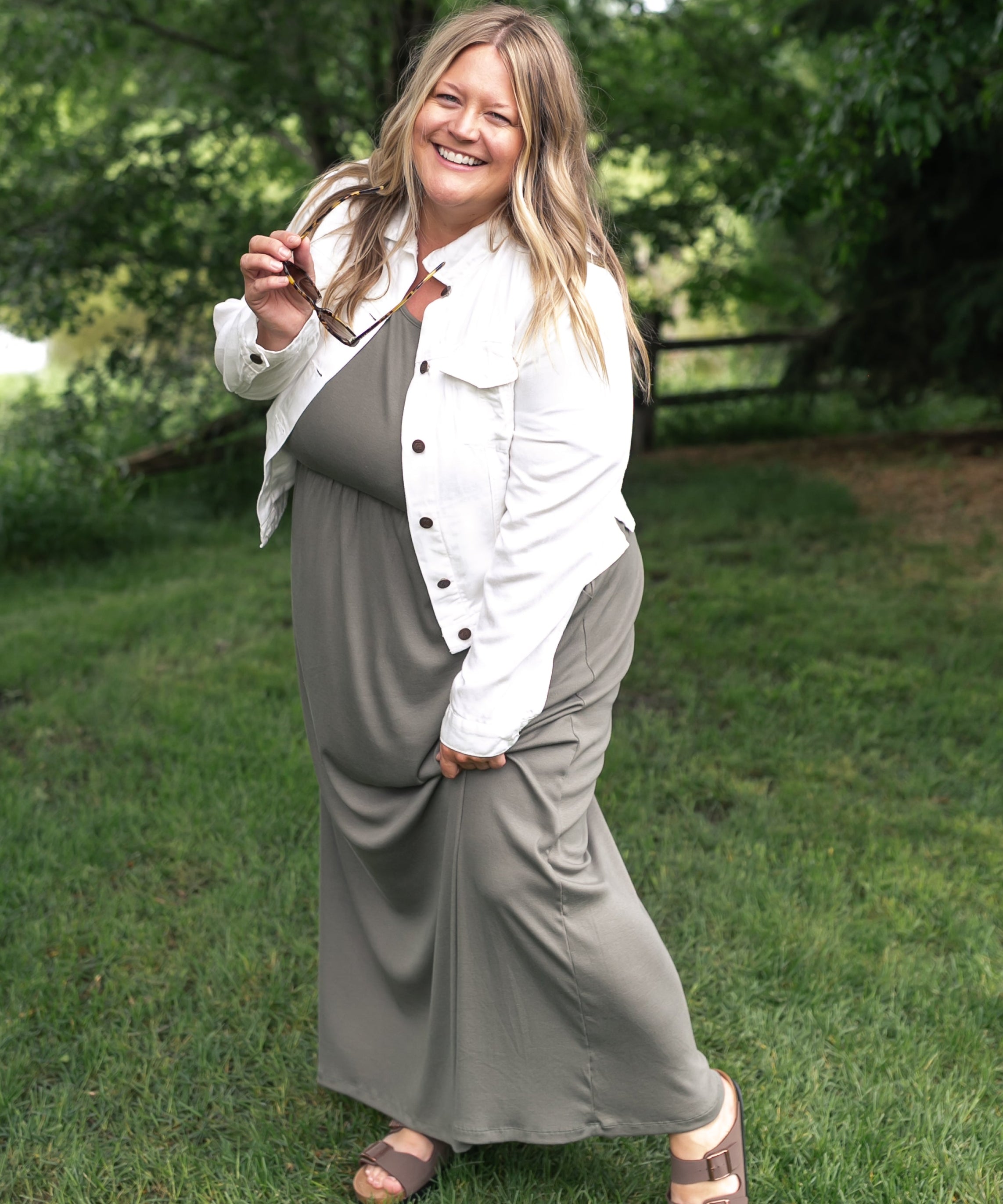 Jasmine Olive Ribbed Maxi Dress