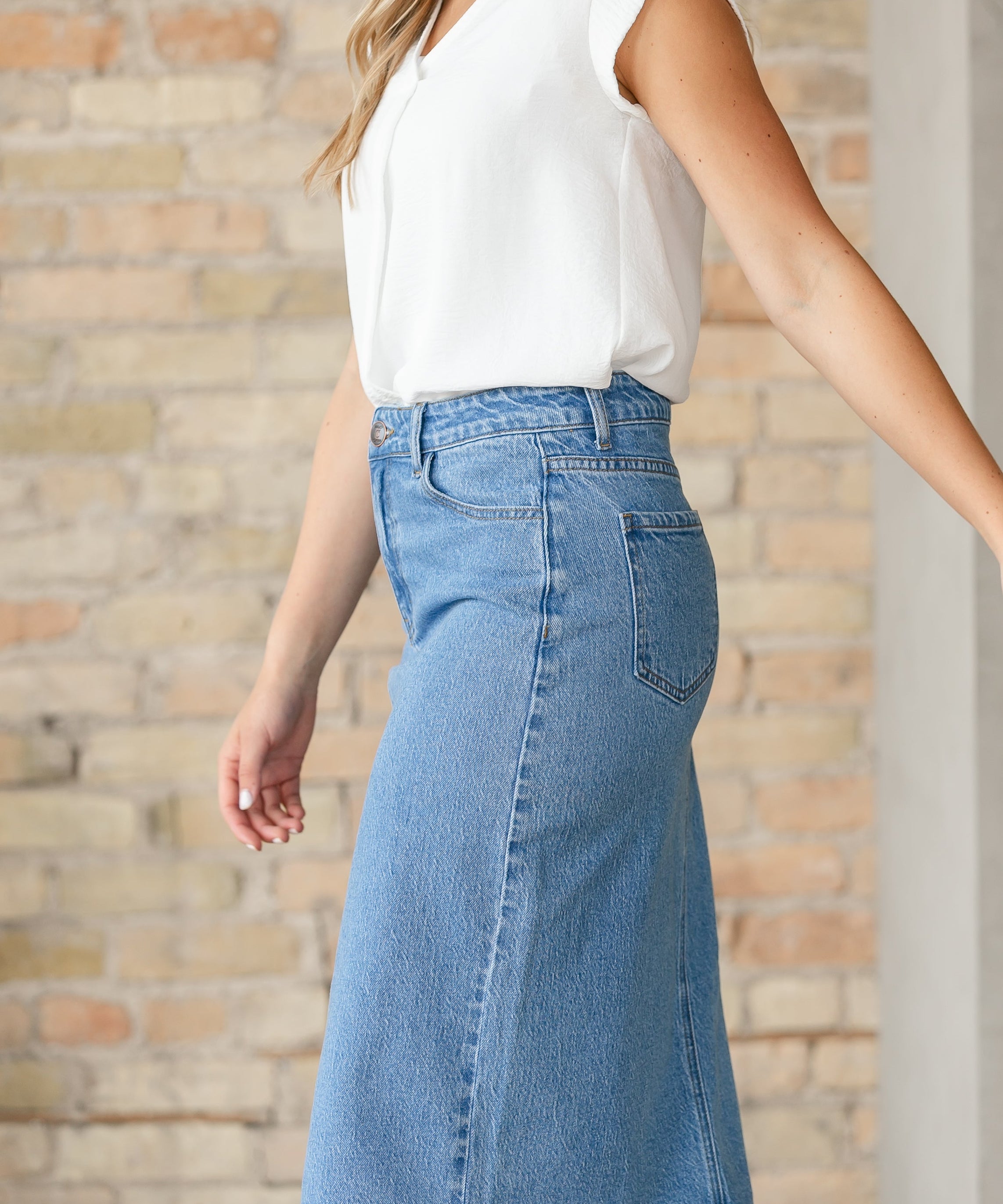 Remi Denim Classic Wash Midi Skirt