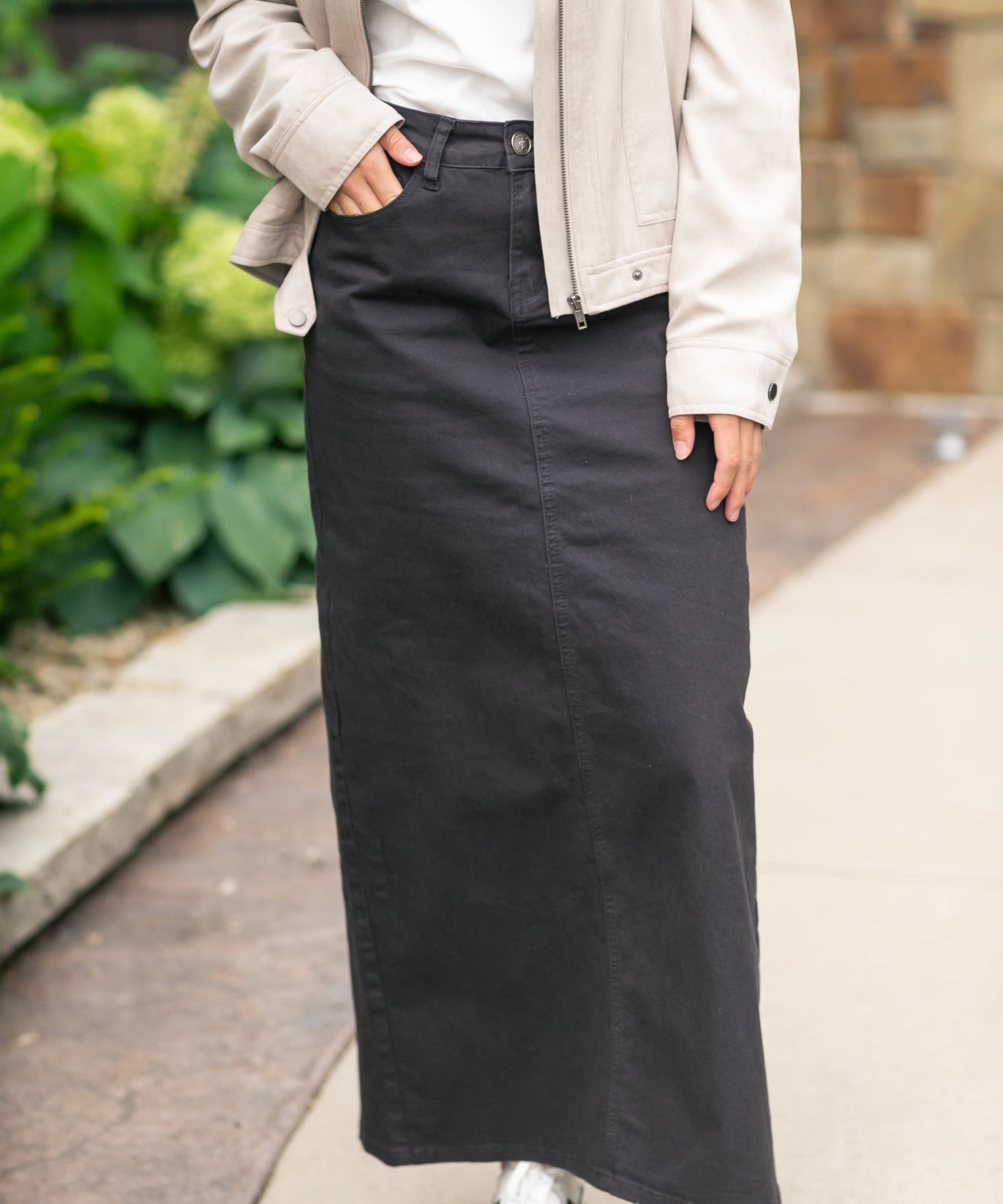 Stella Onyx Black Denim Maxi Skirt